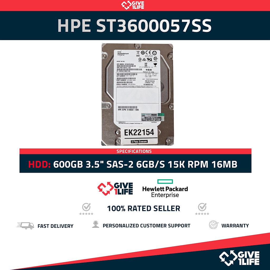 HPE ST3600057SS 600GB HDD 3.5" SAS-2 6GB/S 15.000 RPM 16MB CACHE - 516810-003